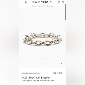 David Yurman Women’s Oval Link Chain Bracelet Sterling Silver with 18K Gold